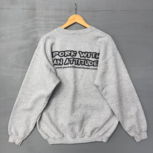 Vintage Pig on Beale BBQ Memphis Tennessee Grey Sweatshirt Size Large - Picture 4 of 6